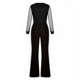 thumbnail image 6 of Qetyuw Onesie for Women Sequined Mesh Jumpsuits Deep V Neck Long Sleeve Overalls Back Zipper Rompers Wide Leg Flare Dress Pants with Pockets, 6 of 6