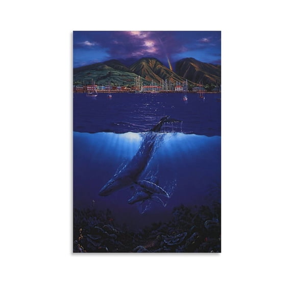 Blue Sea Lassen Colorful Sea Seascape Whale Poster Posters Art Print Wall Photo Paint Poster Picture Family Decor 12x18inch(30x45cm)