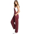thumbnail image 2 of Revolt Women's Juniors Baggy Straight Leg Twill Overalls (Wine, Medium), 2 of 9