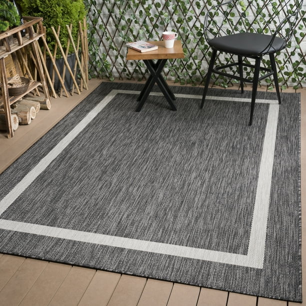 Beverly Rug Waikiki Collection Indoor/Outdoor Bordered Area Rug, 5'3x7