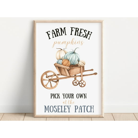 Farm Fresh Pumpkin Patch Print, Autumn Family Prints, Autumn Home Decor, Halloween Pumpkin Sign, Fall Prints,Dining Room Decor, Bedroom Art, Art Deco, Frameless 20x30inch