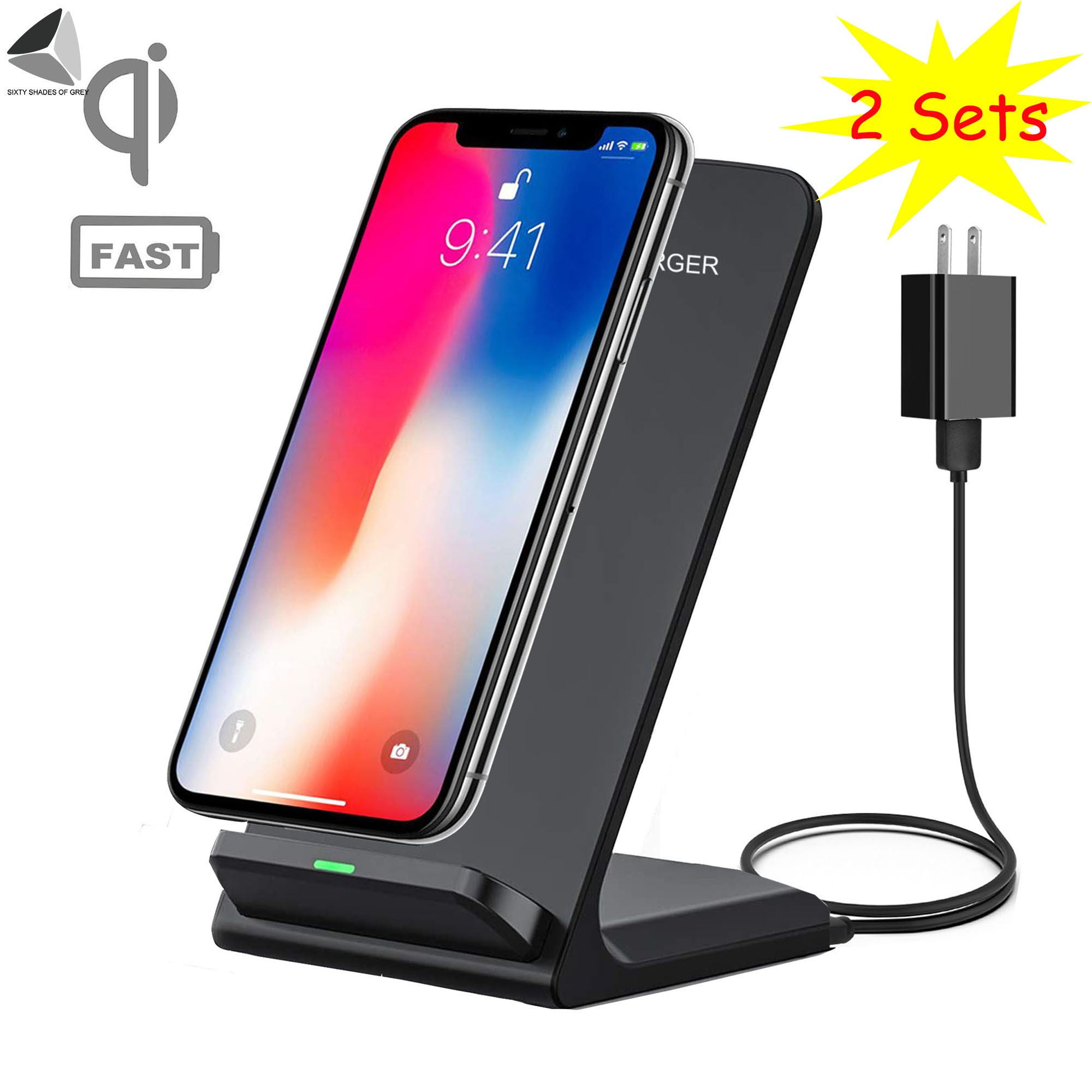 Sixtyshades 2 Pcs Fast Charge Wireless Charging Stand Qi Certified