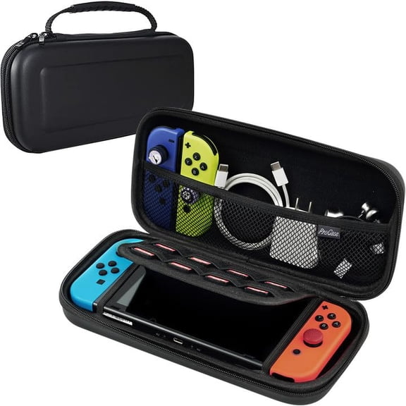 Carrying Case for Nintendo Switch & Switch OLED with 8 Game Card Slots,Hard Portable Travel Case Storage Bag Protective Pouch for Nintendo Switch Console and Accessories -Black