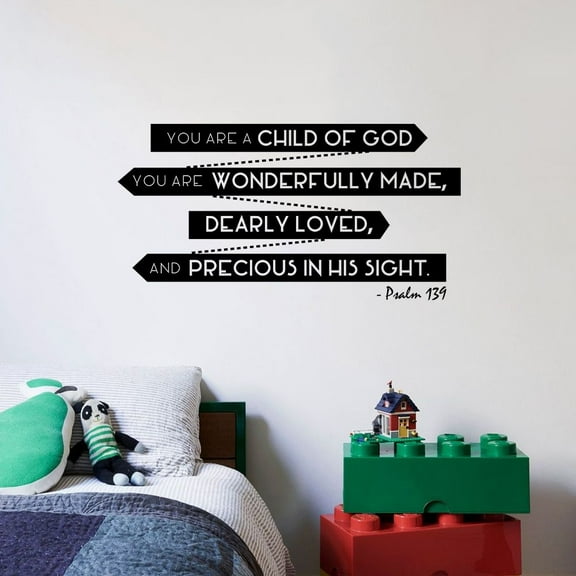 Bible Verse Psalm 139 - Precious In His Sight Vinyl Religious Wall Art Wall Sticker Wall Decal Home Room Boys Girls Kids Children Nursery Playroom Wall Decoration Home Studio Office Size (20x18 inch)