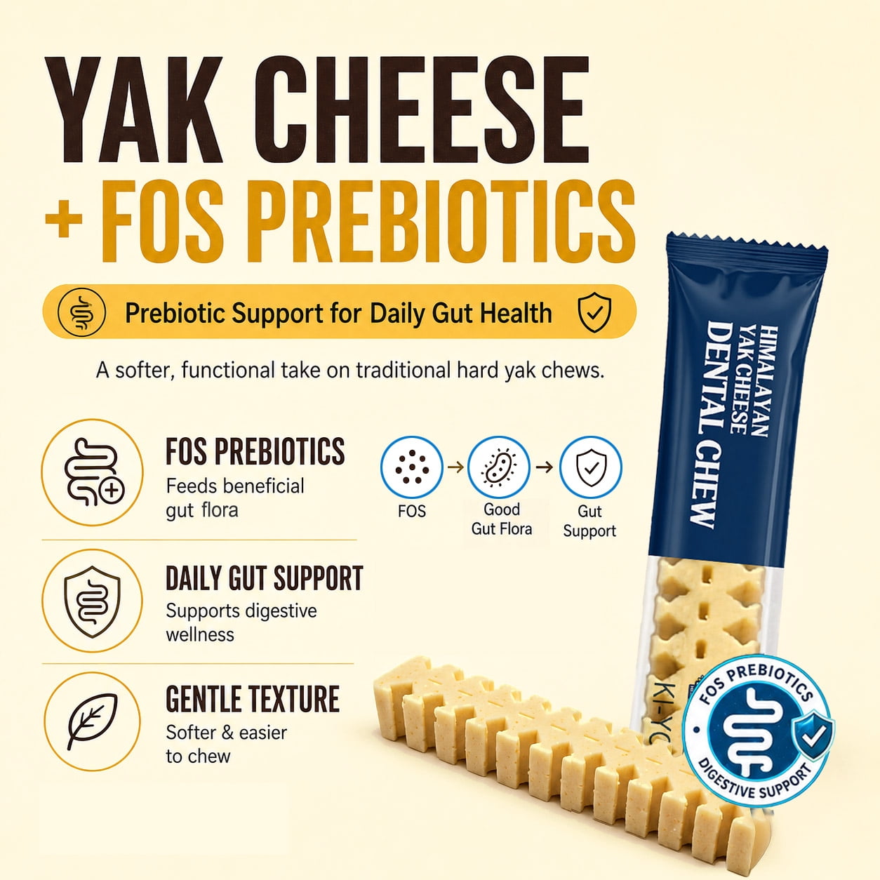 Fabrechew KI-You Soft & Prebiotic Himalayan Yak Cheese Dog Dental  Chew (10 pcs)
