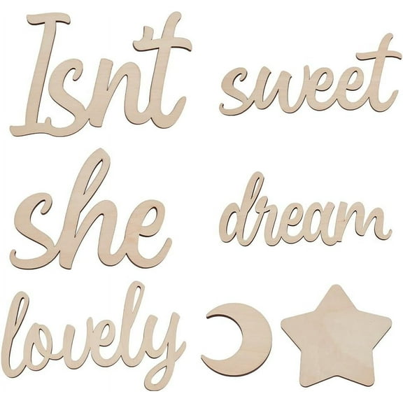 1 Set Wooden Wall Decor Isn't Sweet Dream She Lovely Wood Home Sign Decoration Unfinished Wooden Decoration Wooden Word Signs Hanging Wall Decor for Rustic Home Party Living Room Wall Decor