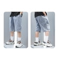 thumbnail image 6 of Mercatoo Girls Baggy 𝐁ermuda Denim Shorts Loose Elastic Waist Wide Leg Jean Shorts Kid Boy Girl Summer Casual Pocket Washed Jorts, 6 of 8