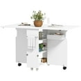 thumbnail image 1 of HOMCOM Foldable Dining Table, Rolling Drop Leaf Table with Box, Shelves, 1 of 10