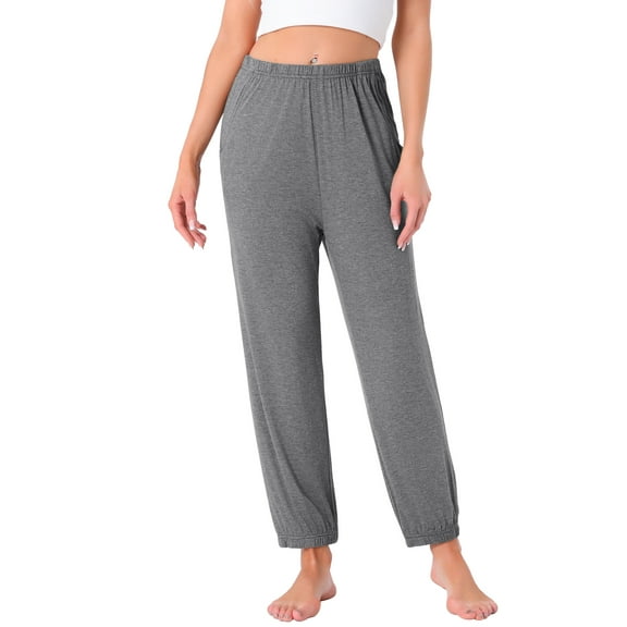 DARING DIVA Women's Elastic Waist Wide Leg Lounge Pants S Grey