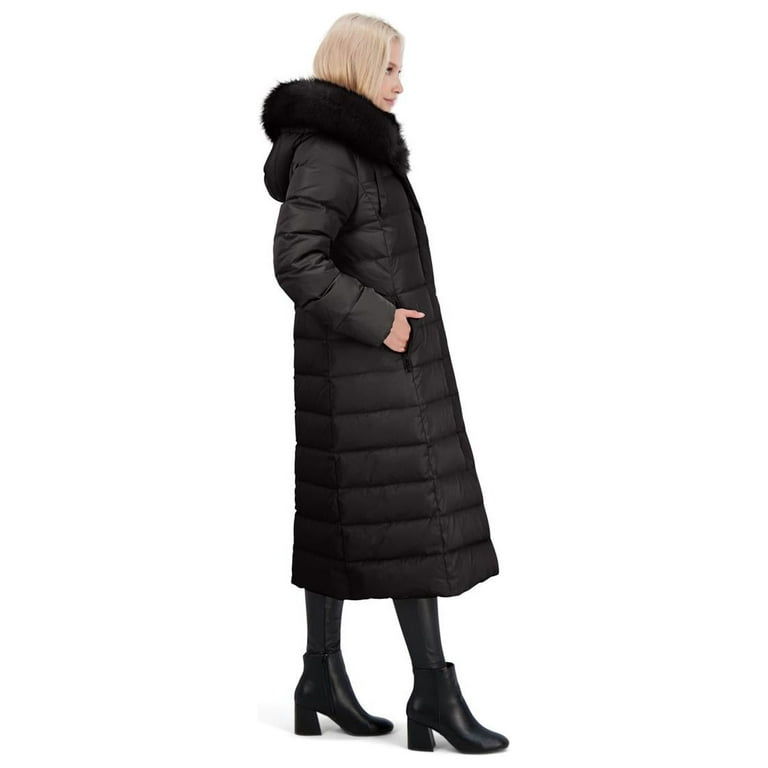 Black Faux Fur Trim Luxe Longline Padded Coat
