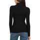 thumbnail image 4 of Blusa de cuello alto de invierno para mujer: camiseta ajustada de manga larga, tejido de poliéster, diseño liso/estampado, con capas para el frío, 4 of 7