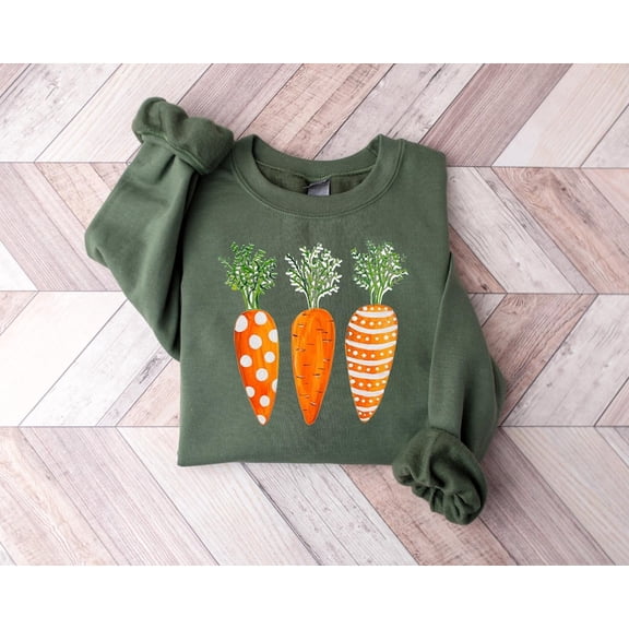 Happy Easter Carrot Sweatshirt, Easter Day Sweatshirt For Women's Garden Sweatshirt, Spring Rabbit Sweatshirt, Easter Gift for Woman