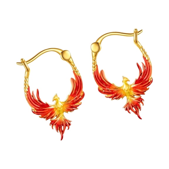 Trendy Flame Bird Motifs User Friendly Metal Earrings Perfect For Parties And Gifts