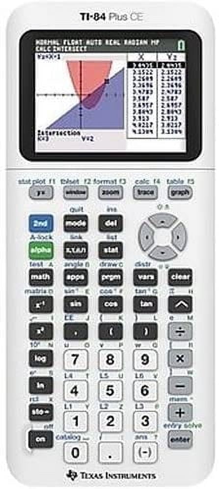 Pre-Owned Texas Instruments TI-84 Plus CE Graphing Calculator, Bright White, Rechargeable, High School and College