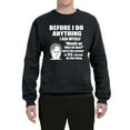 thumbnail image 2 of Wild Bobby, Office Dwight Quote Before I Do Anything, Pop Culture, Unisex Crewneck Graphic Sweatshirt, Black, Small, 2 of 4