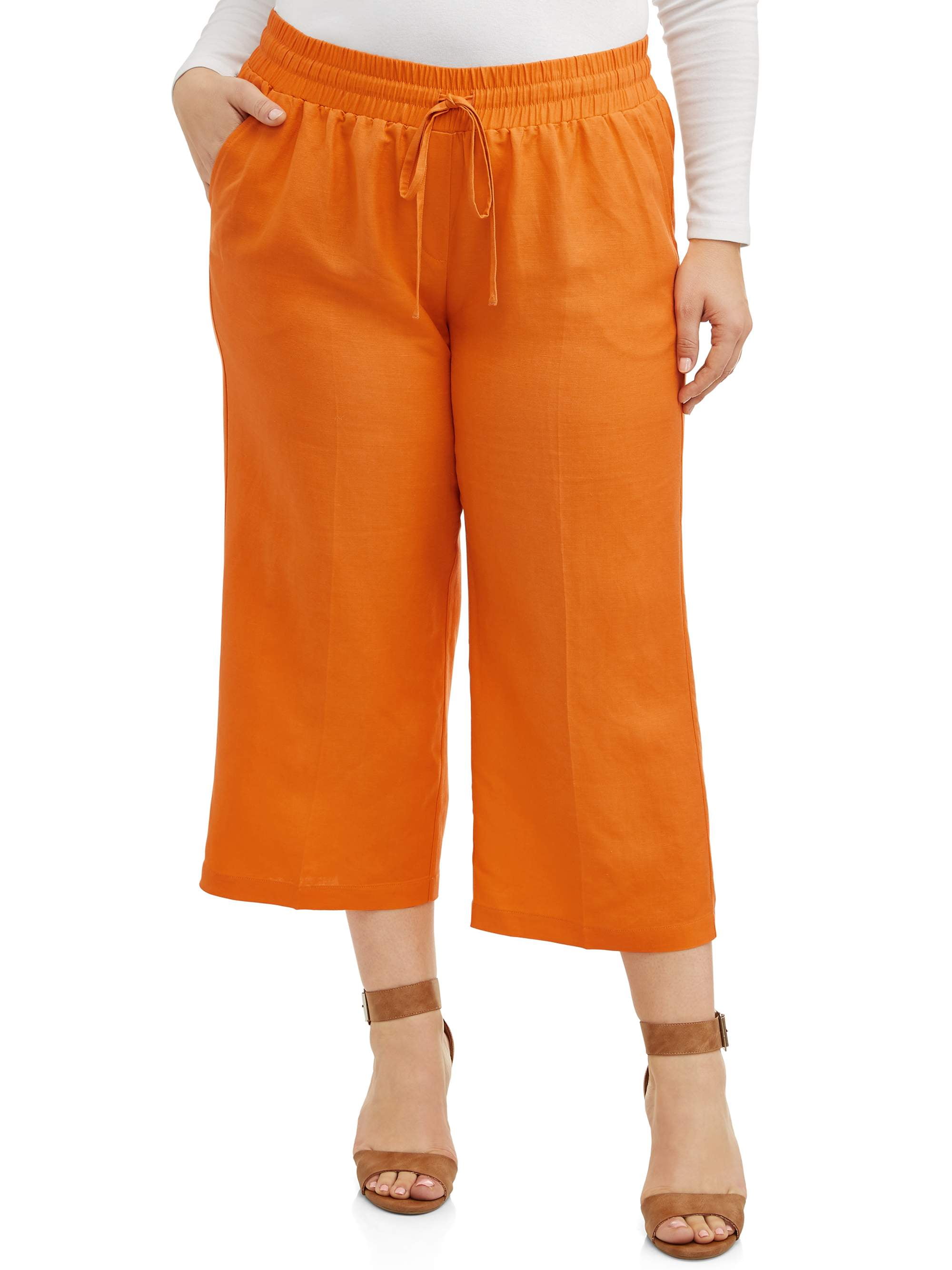 women's plus size wide leg linen pants