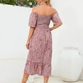 thumbnail image 5 of Womens Dress Floral Square Neck Midi Dresses Maternity Dress Pregnant Casual A-Line Dress Long Flowy Smocked Dress Leisure Dailywear XL, 5 of 5