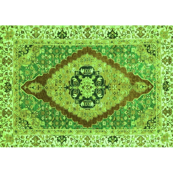Ahgly Company Indoor Rectangle Abstract Green Modern Area Rugs, 7' x 10'