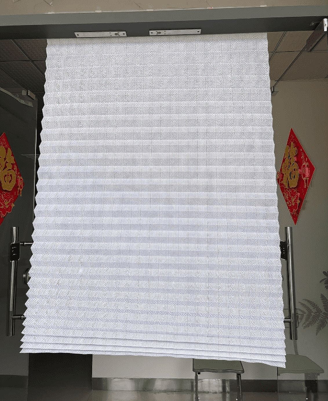 Yogsey 1pcs Ripple Shape Temporary Light Filtering Paper Shades for Windows Cordless No Drill Self Adhesive Pleated Paper Blinds Free Cut Size 50% Light Filtering Shades