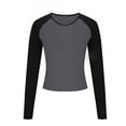 thumbnail image 7 of biudgviw Fall Tops for Women Crew Neck Slim Fit Basic Shirts Long Sleeve Color Block Going out Tee Casaul Blouses, 7 of 7