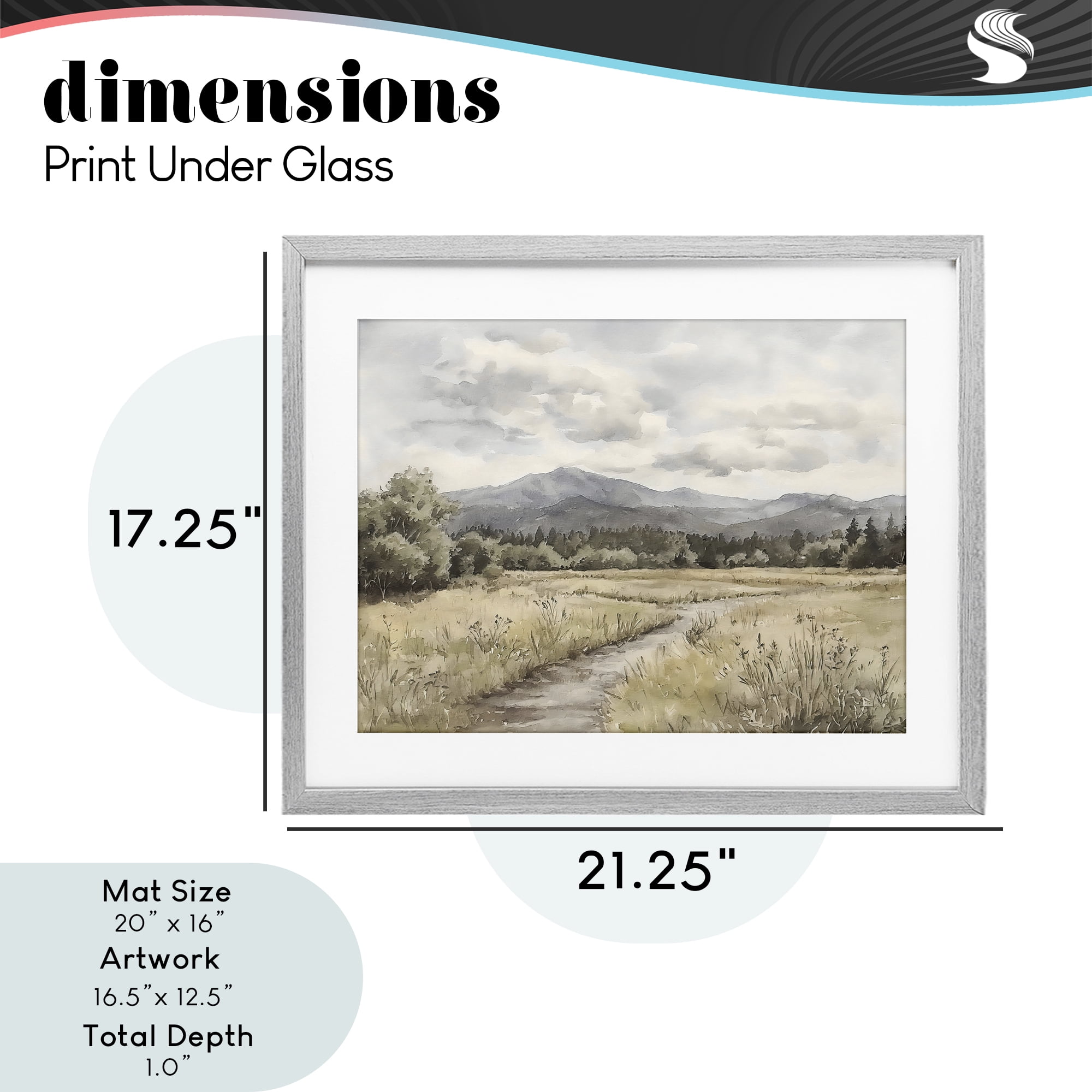 Stupell Industries Muted Pathway to Mountains Gray Framed Print Under Glass, design by Riley B