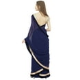 thumbnail image 4 of Atasi Solid Navy Blue Sari Designer Georgette Saree With Unstitched Blouse Piece, 4 of 7