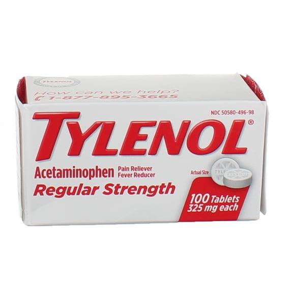 2 Pack - TYLENOL Regular Strength Tablets 100 Tablets