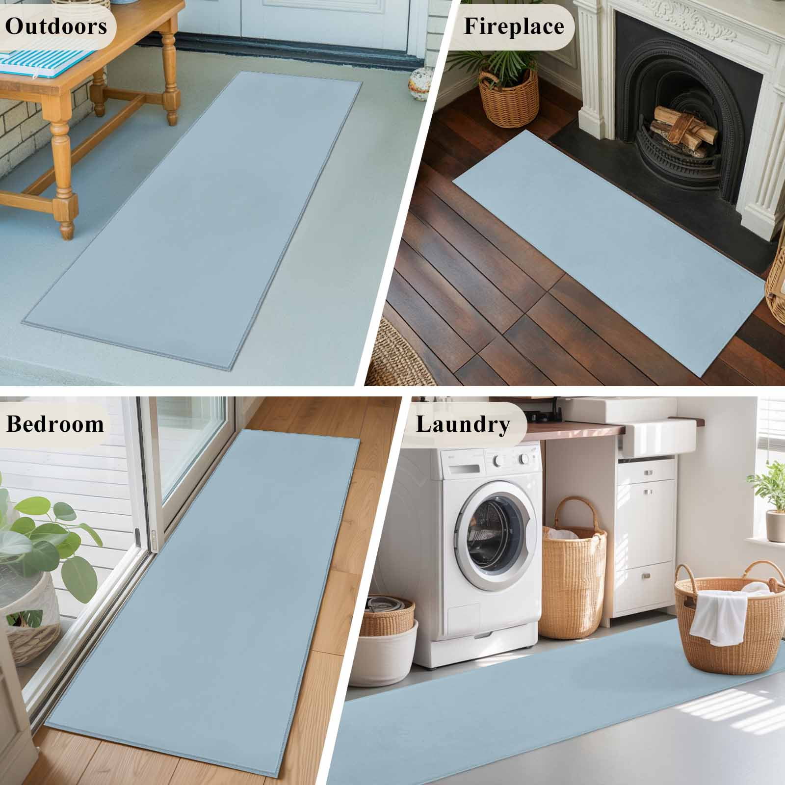 Sky Blue Runner Rug 2x6 FT, Non Slip Hallway Carpet, Modern Pure Winter Sky Blue Washable Soft Floor Carpet Non-Shedding Throw Runner Carpet Long Rug for Entryway Kitchen Bedside Sliding Door