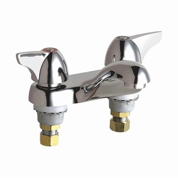 Manual Low Arc Bathroom Faucet, 8" Mount, Polished Chrome 3 Hole