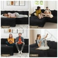 thumbnail image 4 of 111" Modern Sectional Couches, L-Shaped Corduroy Couch with Extra-Wide Chaise Lounge, 8 Pillows, Comfy Deep Seat Corner Sofa for Living Room (Black, 111" W Left Facing Chaise), 4 of 7