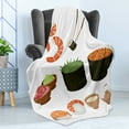 thumbnail image 4 of Wasabi Soft Flannel Fleece Throw Blanket, Cartoon Graphic with Folkloric Food Sauce and Drink Items Illustration, Cozy Plush for Indoor and Outdoor Use, 50" x 60", Multicolor, by Ambesonne, 4 of 5