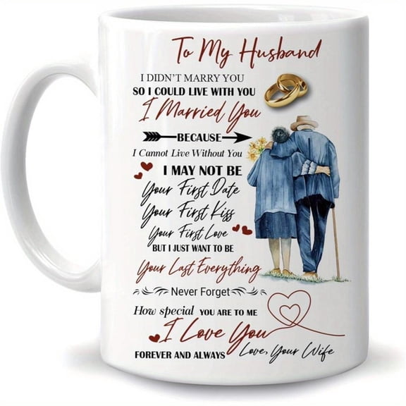 Charming 11oz White Ceramic Coffee Mug Husband on Christmas Valentine s Anniversary Durable Microwave Safe with Easy Grip Handle