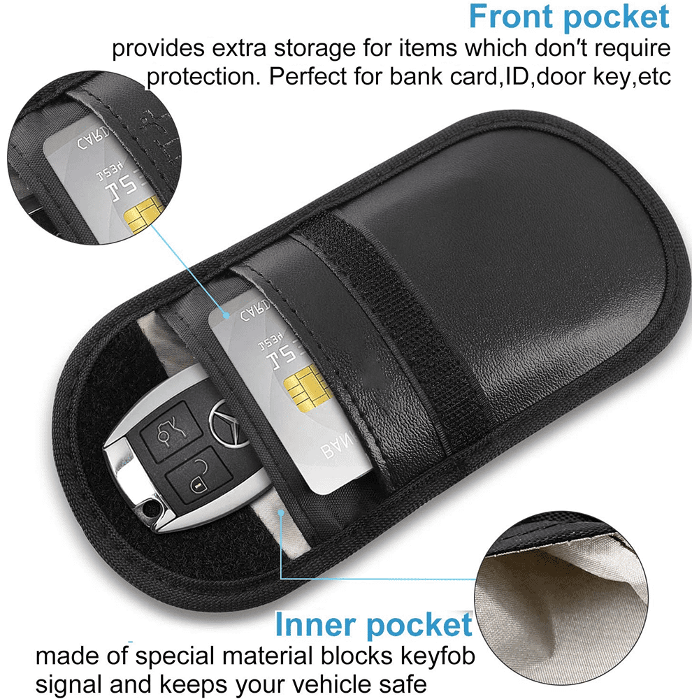 2-Pack RFID Blocking Faraday Cage Pouch – Car Key Signal Blocker Keyless Entry Protector
