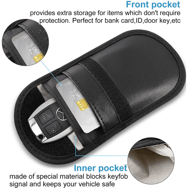 Faraday Bag for Key Fob (2 Pack),Faraday Cage Protector,Car RFID Signal Blocking,anti-theft Pouch, Anti-Hacking Case Blocker, Black