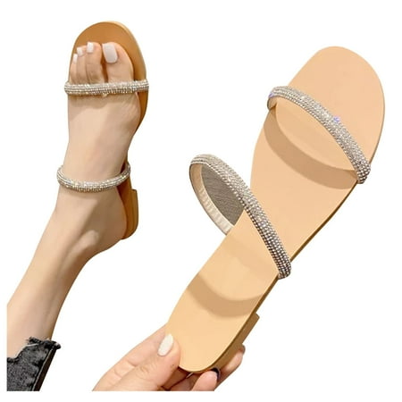 

Aayomet Bedroom Slippers Women Slides for Women and Men Sandals Pillow Slippers Shower shoes Cushioned Cloud Slides Beige 7.5