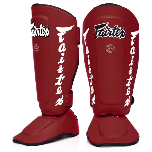 Espinilleras Fairtex SP7 Muay Thai para hombres, mujeres y niños, color rojo