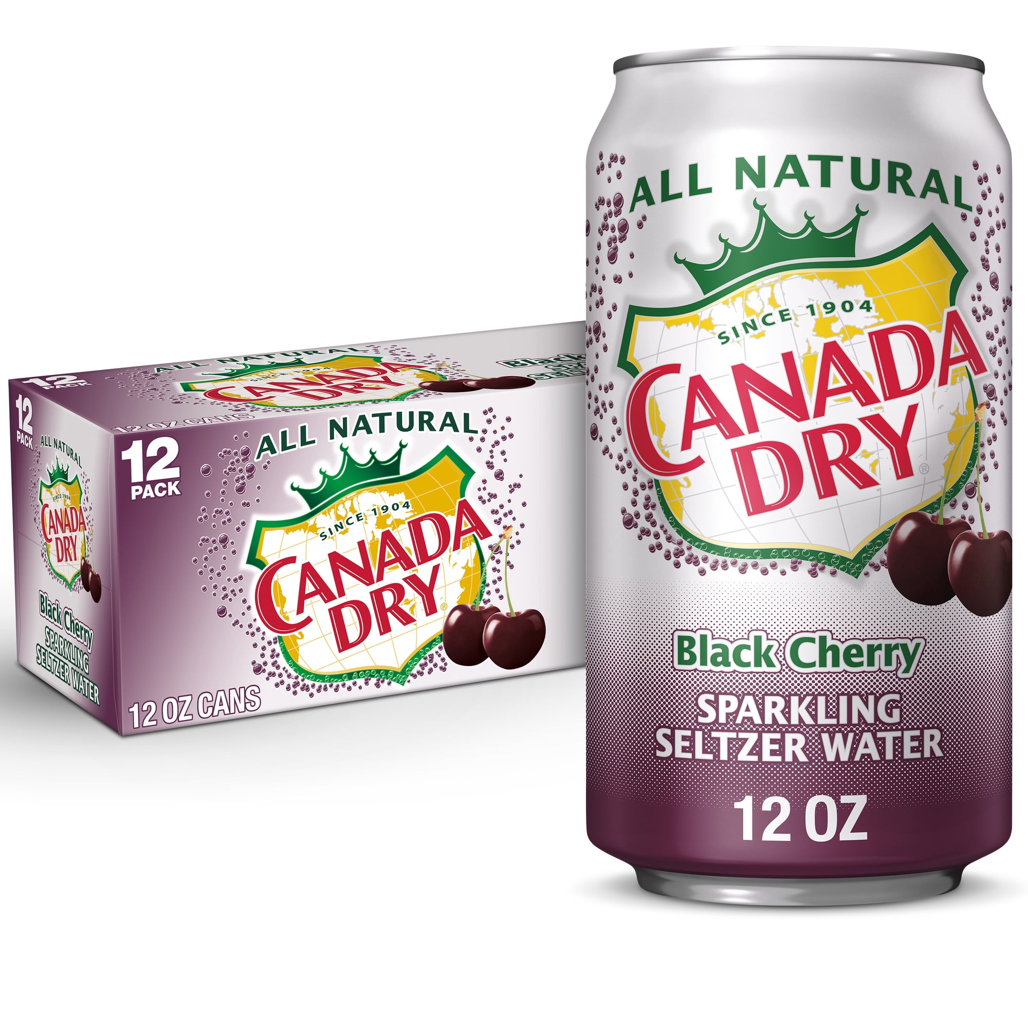Canada Dry Black Cherry Sparkling Seltzer Water, 12 fl oz cans, 12 pack