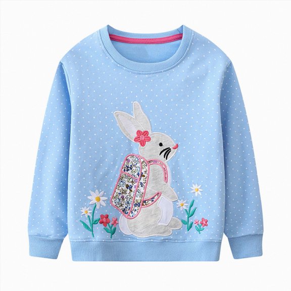 WUANDIXFA Toddler Girl Shirts Girls Fashion Toddler Girl Sweatshirt Clothes Outfit Cotton Crewneck Clothing Fall Clothes Blouse Tee Tops,Light Blue,2 Years