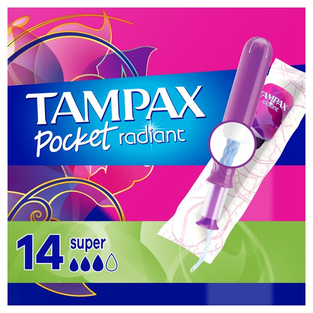 Tampax Pocket Radiant Super Absorbency Compact Tampons, 14 ct