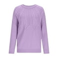 thumbnail image 4 of Women's Long Sleeve Sweatshirt Round Neck Knitted Sweater Pullover Basic Fashion Winter Clothing Casual Outfits Fall Clothes, 4 of 6