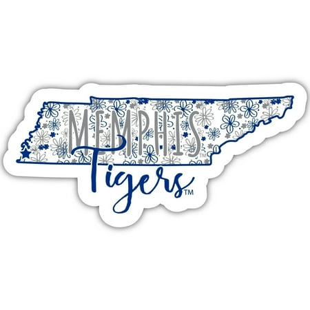 Memphis Tigers Floral State Die Cut Decal 4-Inch