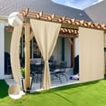 thumbnail image 6 of NICETOWN 2 Panels Rod-Free Outdoor Curtain for Patio Waterproof, Sticky Top & Backtab Bottom with Free Rope Windproof Privacy for Gazebo/Porch, Biscotti Beige, W52 x L84, 6 of 11