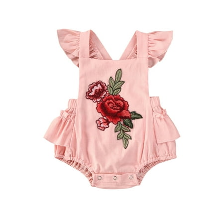 

Bmnmsl Baby Girl Flower Embroidery Romper Bodysuit