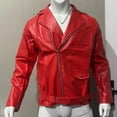 thumbnail image 4 of Men's Faux Leather Bomber Jacket Motorcycle Lapel Asymmetric Zip Up Slim Fit Biker Coat Thickening Parka with Pocket, 4 of 6