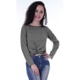 thumbnail image 3 of Moomaya Womens Full Sleeves Front Knot Crop Top Summer Tshirt Plain Tee Tops, 3 of 8