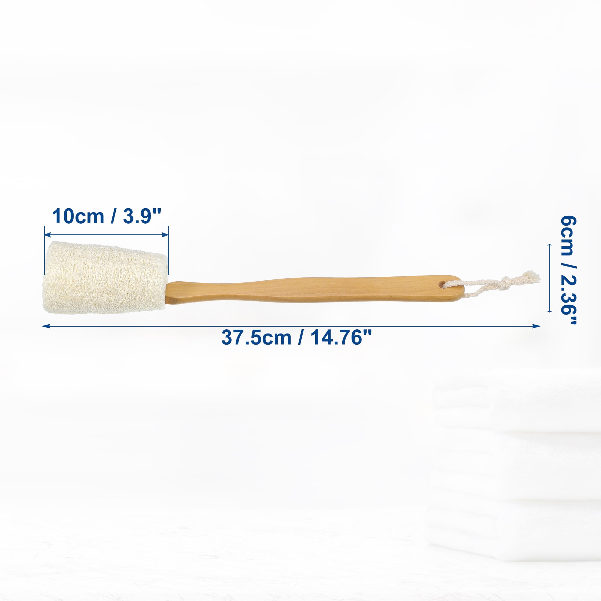 Unique Bargains 1 Pc Bath Brush Back Scrubber Wood with Handle Brown Beige 3.9inch