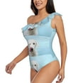 thumbnail image 2 of Gaeub Puppy Licks Nose Women's One Shoulder Ruffle Tummy Control Swimwear for Swimming Surfing Beach Party - Large, 2 of 8