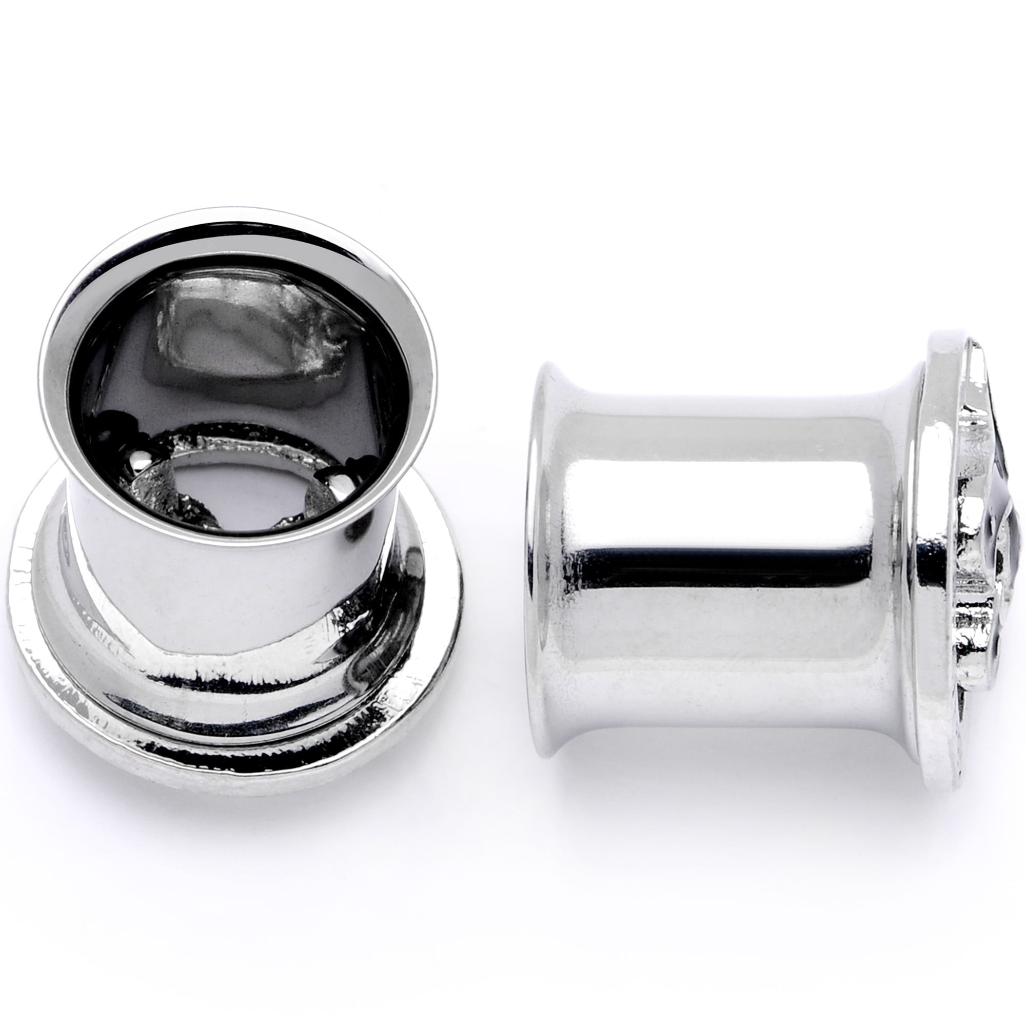 Body Candy Women 00 Gauge 2PC Steel Double Flare Tunnel Plug Set Family of Love Penguin Ear Plug Gauges 10mm