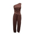 thumbnail image 5 of Khunlpohl Womens 2 Piece Sets One Shoulder Sleeveless Pleated Tops and Elastic Waisted Tapered Loose Pants Fashion Casual Beach Vacation Set, 5 of 5