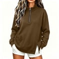 thumbnail image 2 of cocolona Womens Half Zip Pullover Sweatshirts Casual Long Sleeve Stand Collar Shirts Workout Loose Solid Color Tops, 2 of 8